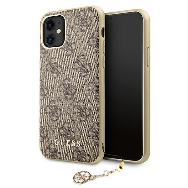 Guess GUHCN61GF4GBR iPhone 11 6.1" / Xr ruskea/ruskea kova kotelo 4G Charms -mallisto