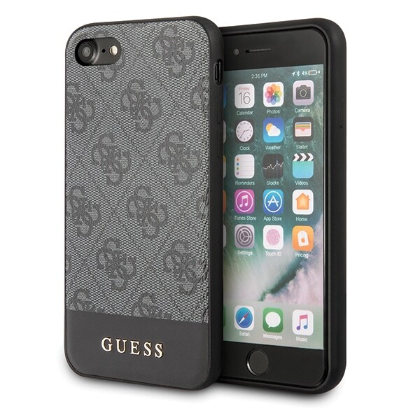 Guess 4G Stripe Collection -malliston kotelo iPhone 7 / 8 / SE 2020 / SE 2022 - harmaa