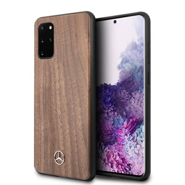 Mercedes Wood Line Walnut -kotelo Samsung Galaxy S20+:lle - ruskea