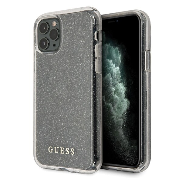 Guess GUHCN58PCGLSI iPhone 11 Pro hopea/hopea kova kotelo Glitter Glitter