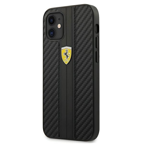 Ferrari FESNECHCP12SBK iPhone 12 mini 5.4" musta/musta kovakotelo On Track PU Carbon