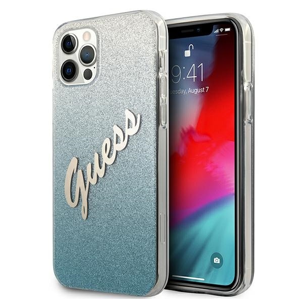 Guess GUHCP12LPCUGLSBL iPhone 12 Pro Max 6.7" Blue Hardcase Glitter Gradient Script