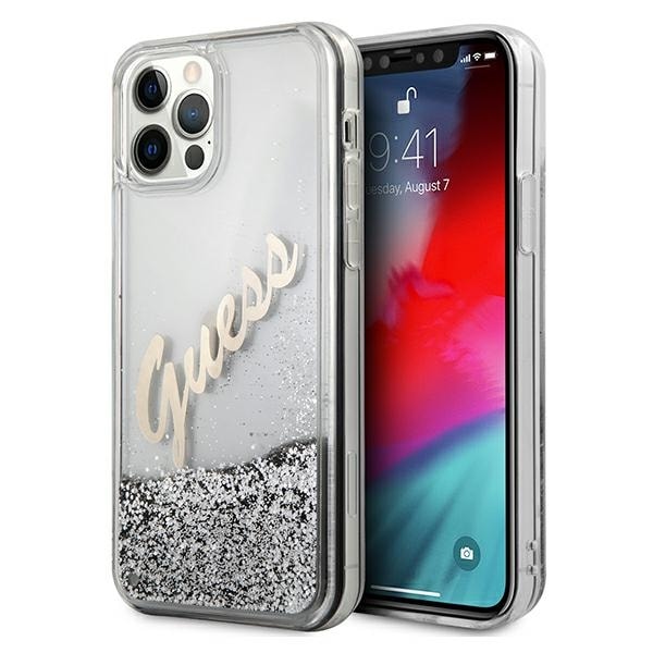 Guess GUHCP12LGLVSSI iPhone 12 Pro Max 6.7" Glitter Vintage Script Case Silver/Silver
