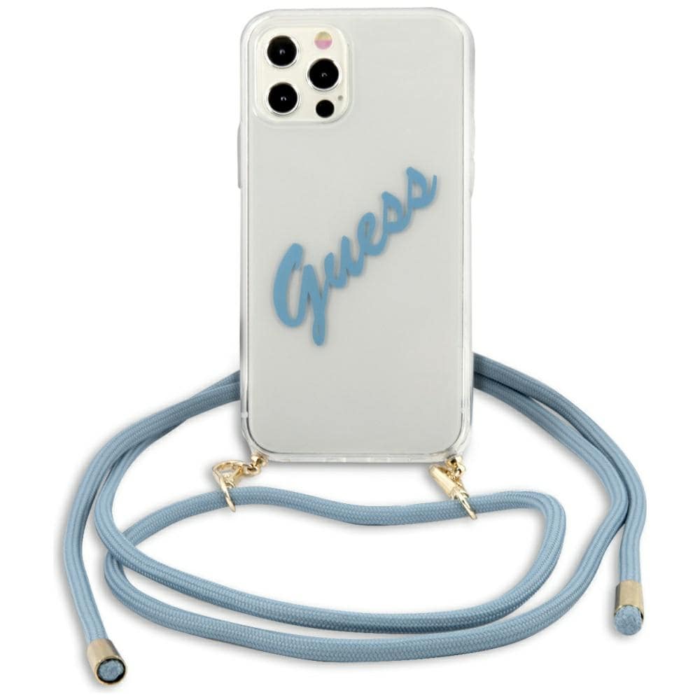 Guess GUHCP12LCRTVSBL iPhone 12 Pro Max 6.7" sininen kovakotelo Script Vintage-kirjoitus