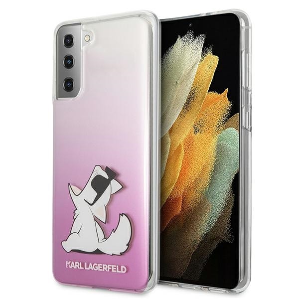 Karl Lagerfeld Choupette Fun Case for Samsung Galaxy S21+ - vaaleanpunainen