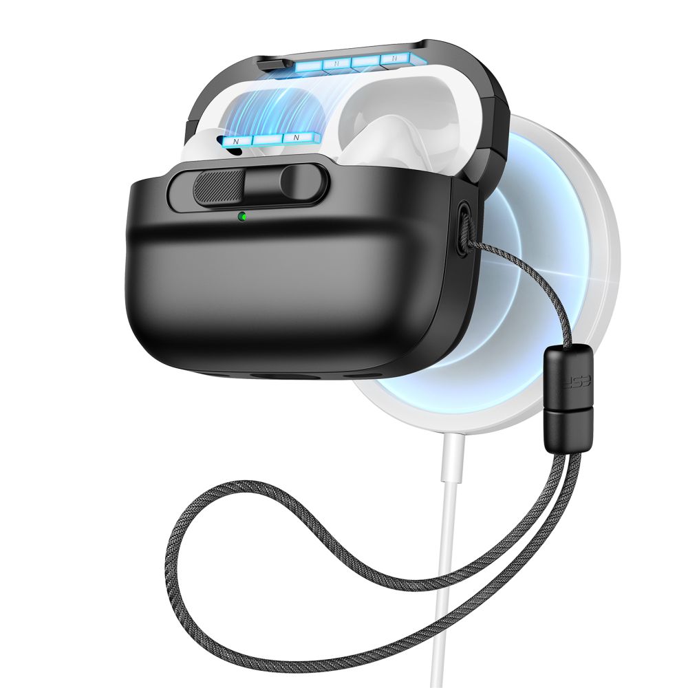 ESR Pulse Halolock -kotelo MagSafe-turvakotelolla Apple AirPods Pro 1/2 - musta