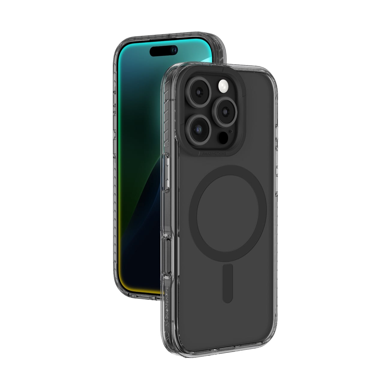 AmazingThing Titan Pro Mag kotelo magneettirenkaalla iPhone 16 Pro:lle - musta