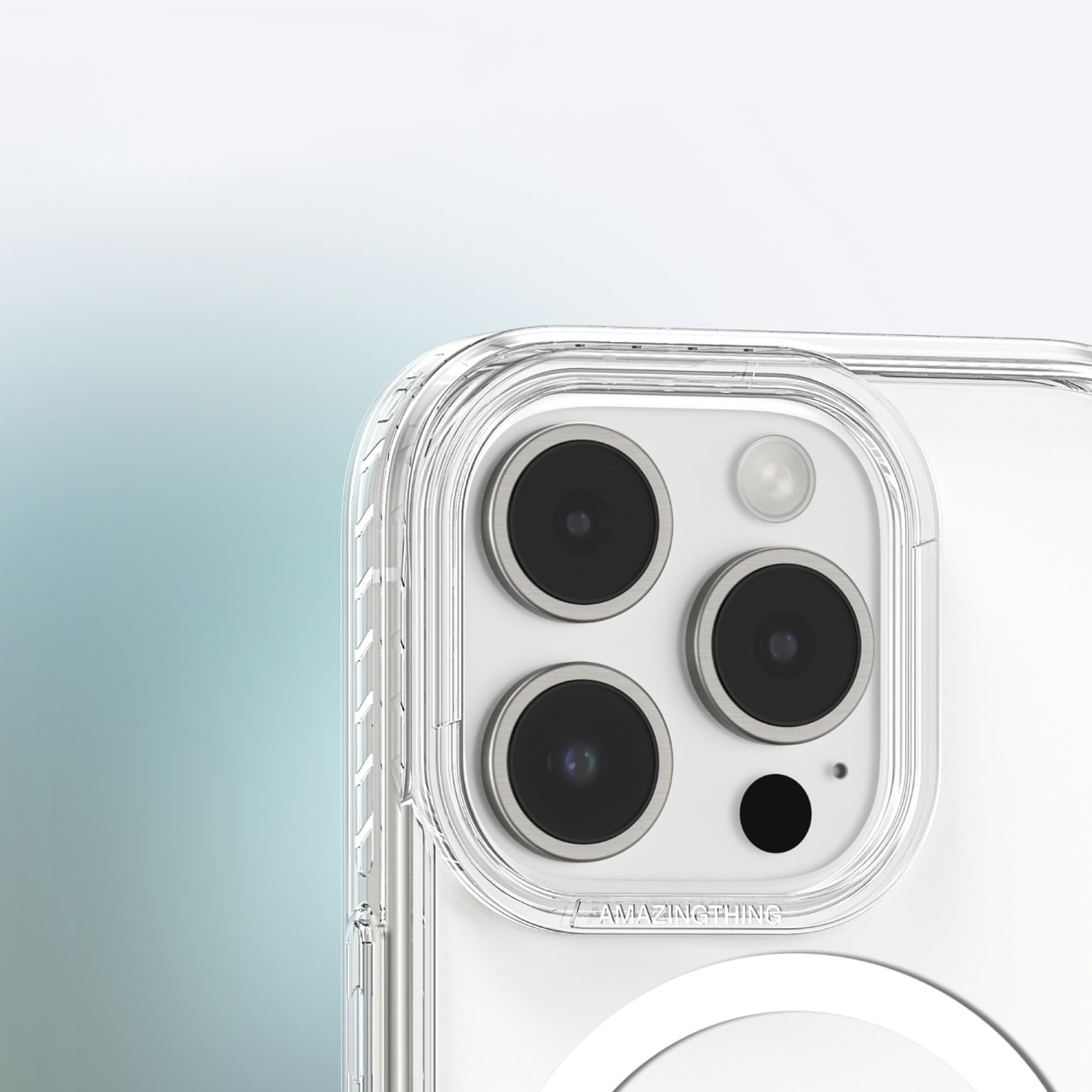 AmazingThing Titan Pro Mag kotelo magneettirenkaalla iPhone 16 Pro:lle - läpinäkyvä