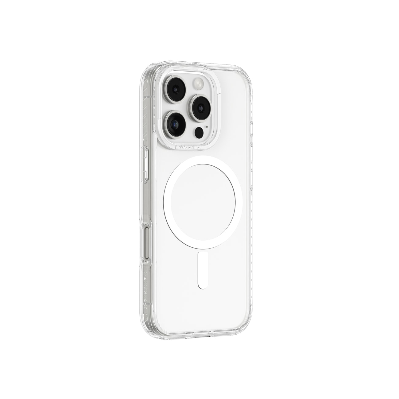 AmazingThing Titan Pro Mag kotelo magneettirenkaalla iPhone 16 Pro:lle - läpinäkyvä