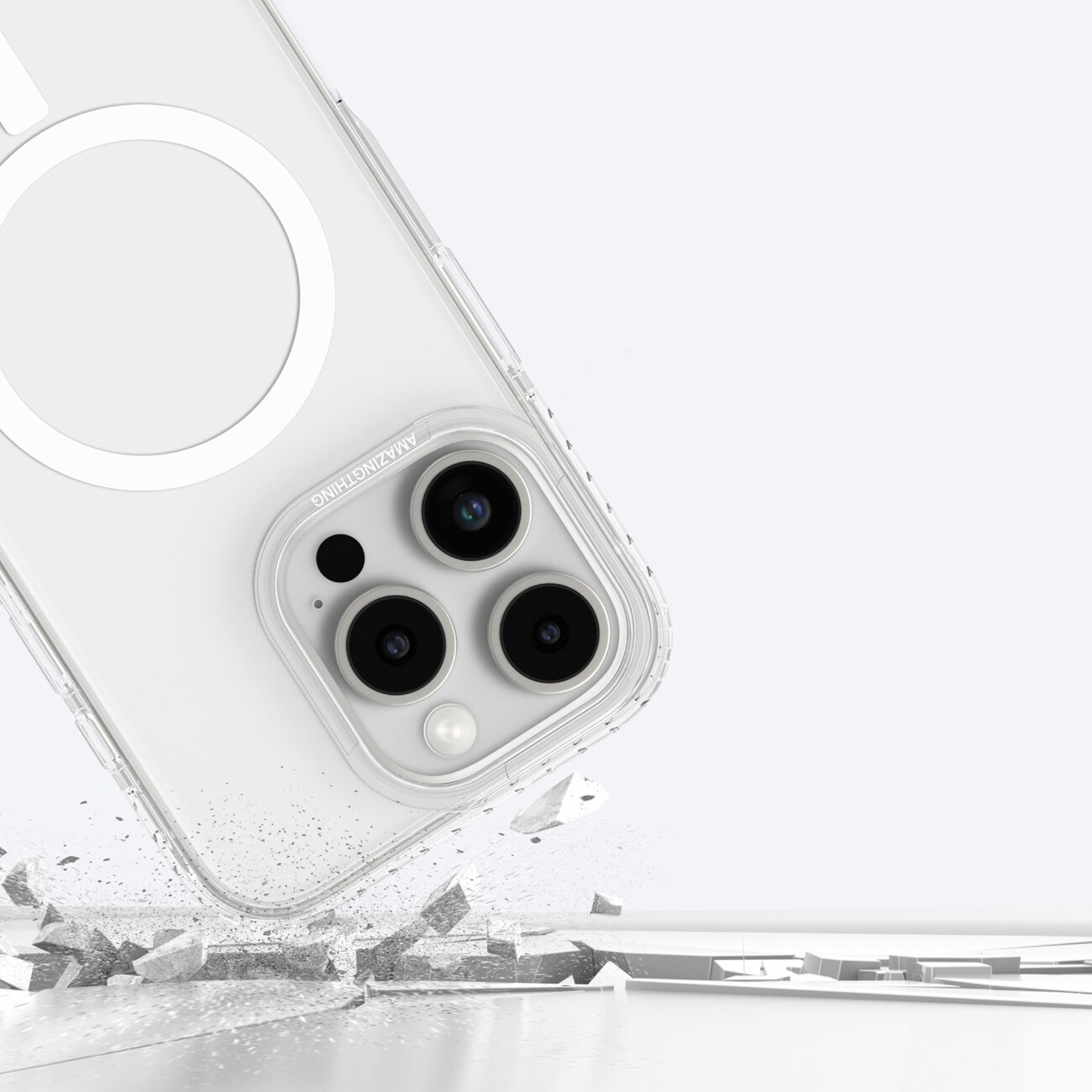 AmazingThing Titan Pro Mag kotelo magneettirenkaalla iPhone 16 Pro:lle - läpinäkyvä