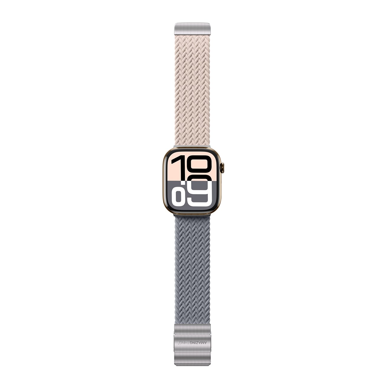 2 AmazingThing Blend -rannekkeet Apple kellolle 45/46/49mm - vaaleanpunainen-harmaa, 2 kpl