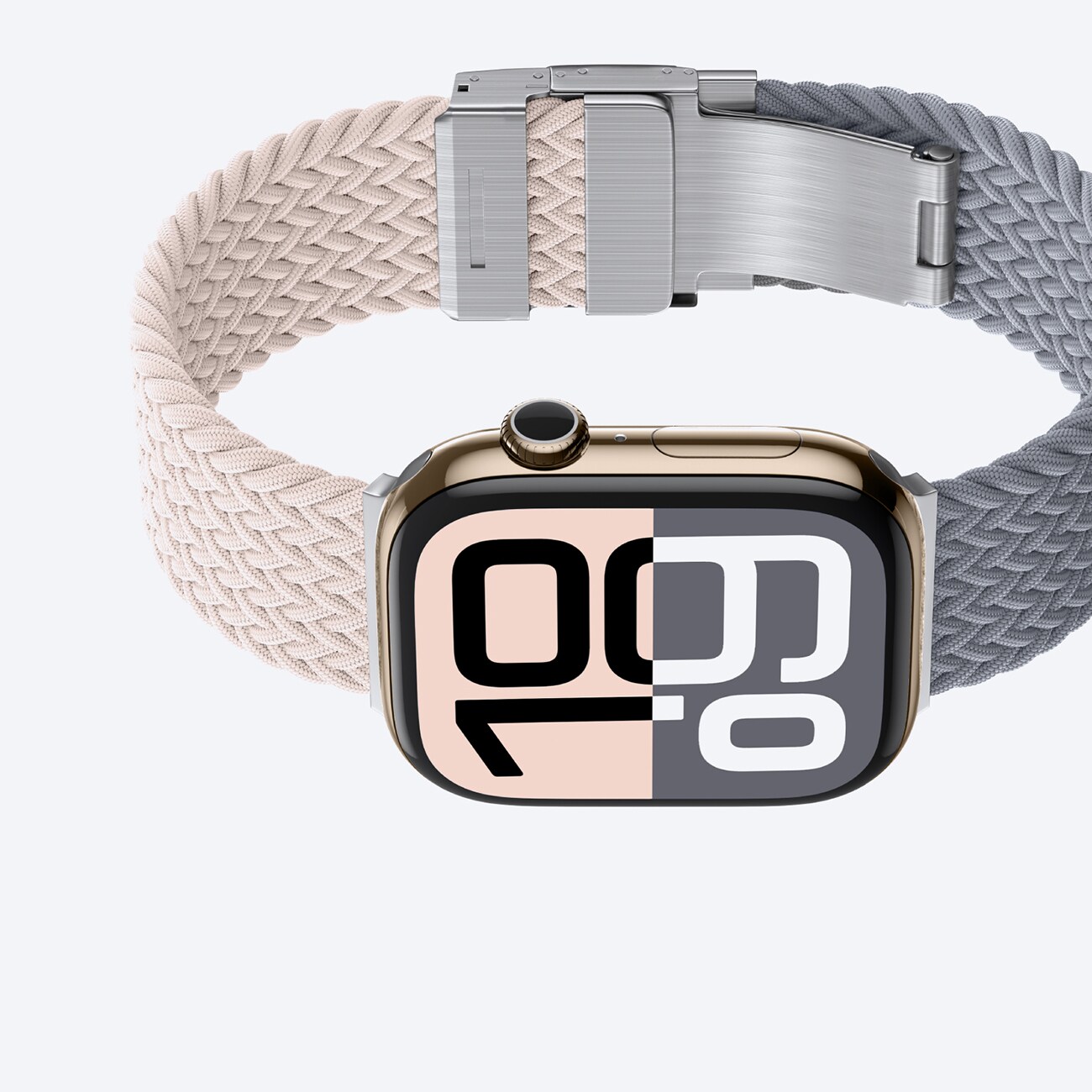 2 AmazingThing Blend -rannekkeet Apple kellolle 45/46/49mm - vaaleanpunainen-harmaa, 2 kpl