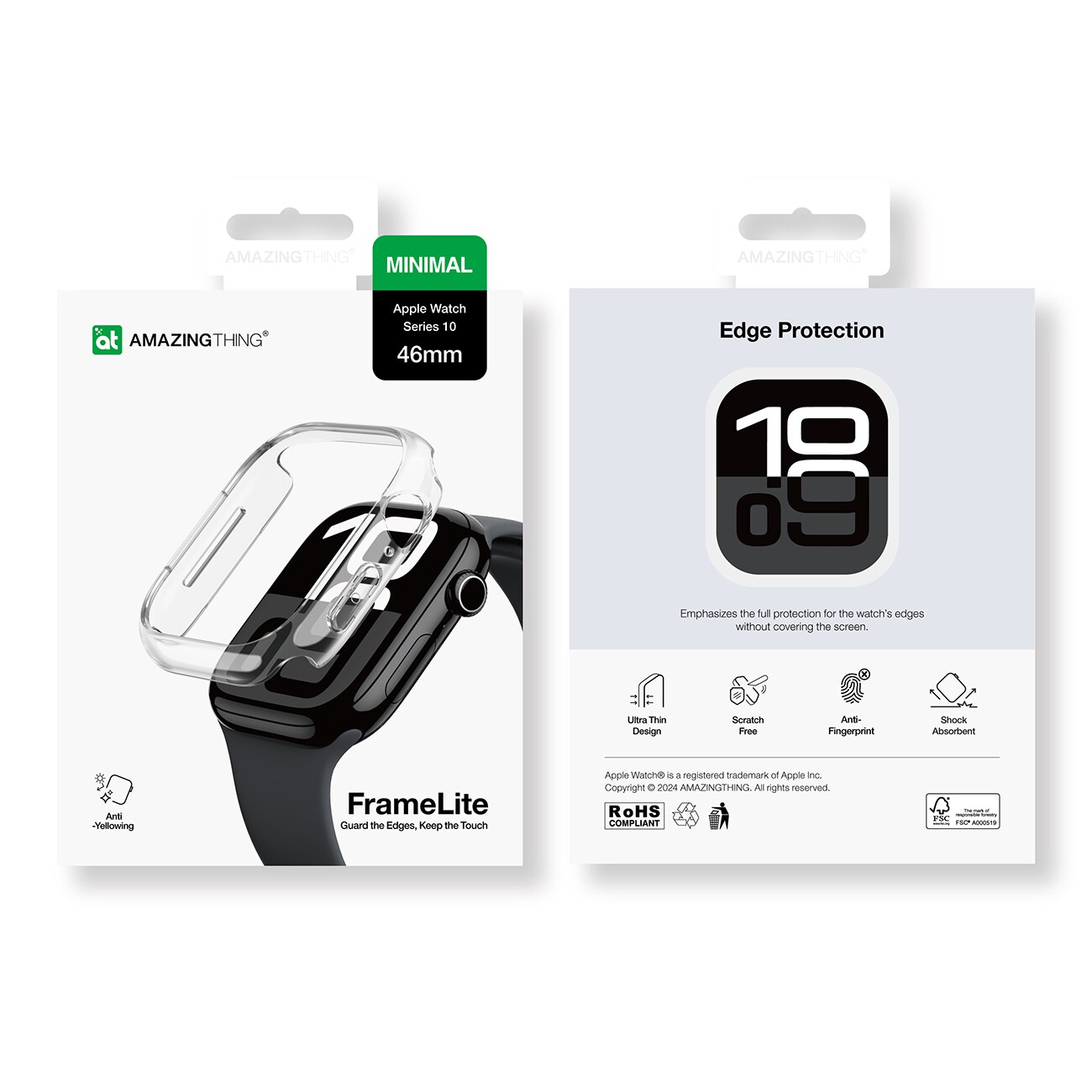 AmazingThing Minimaalinen tapaus Apple kellolle 46mm - Kirkas
