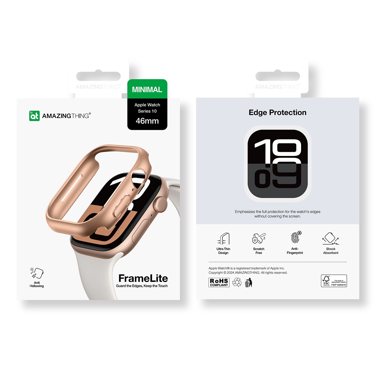AmazingThing Minimaalinen tapaus Apple kellolle 46mm - Rose Gold - Rose Gold
