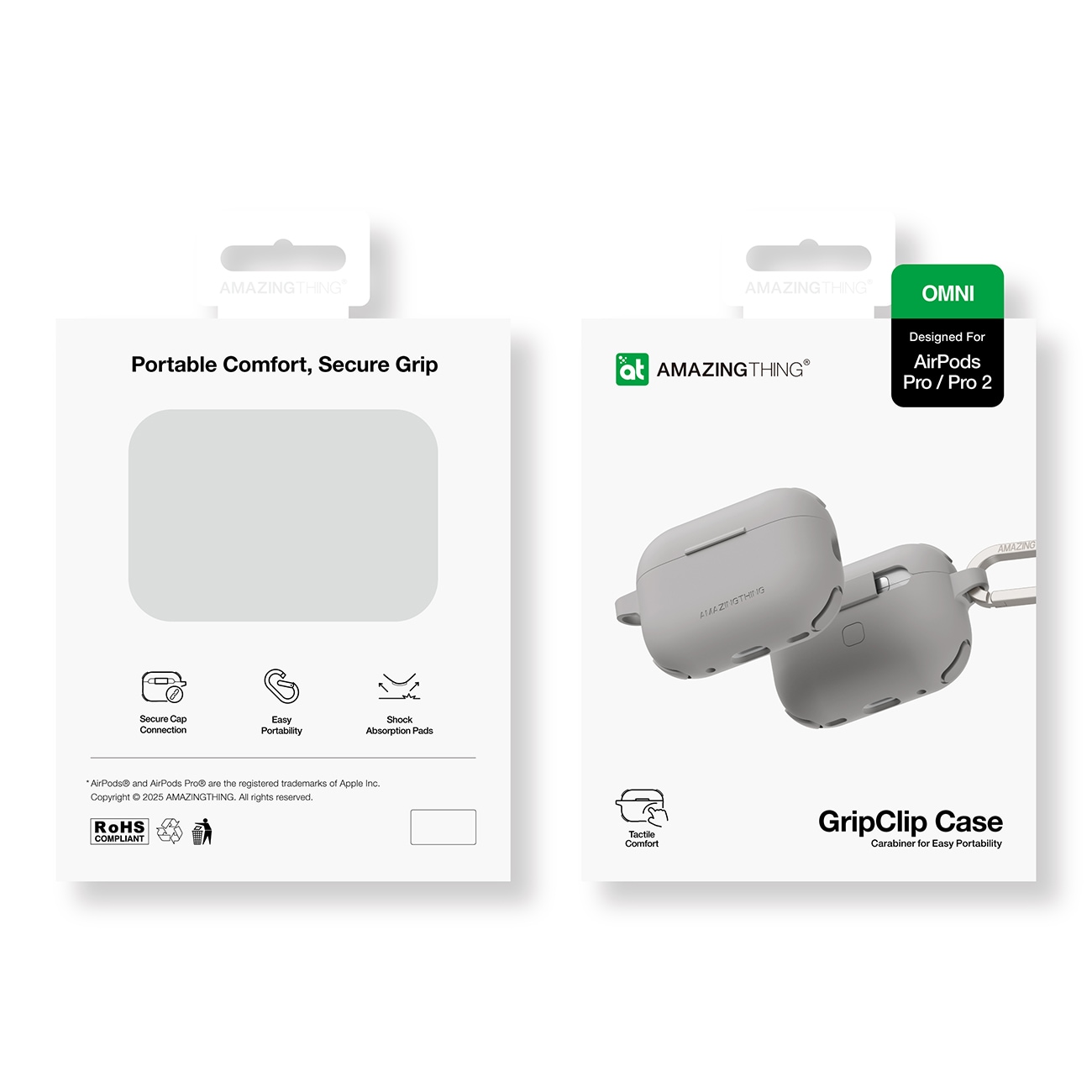 AmazingThing Omni Case AirPods Pro 2 Silikonisuojakuori – Langaton Lataus, Täysi Suoja, Harmaa
