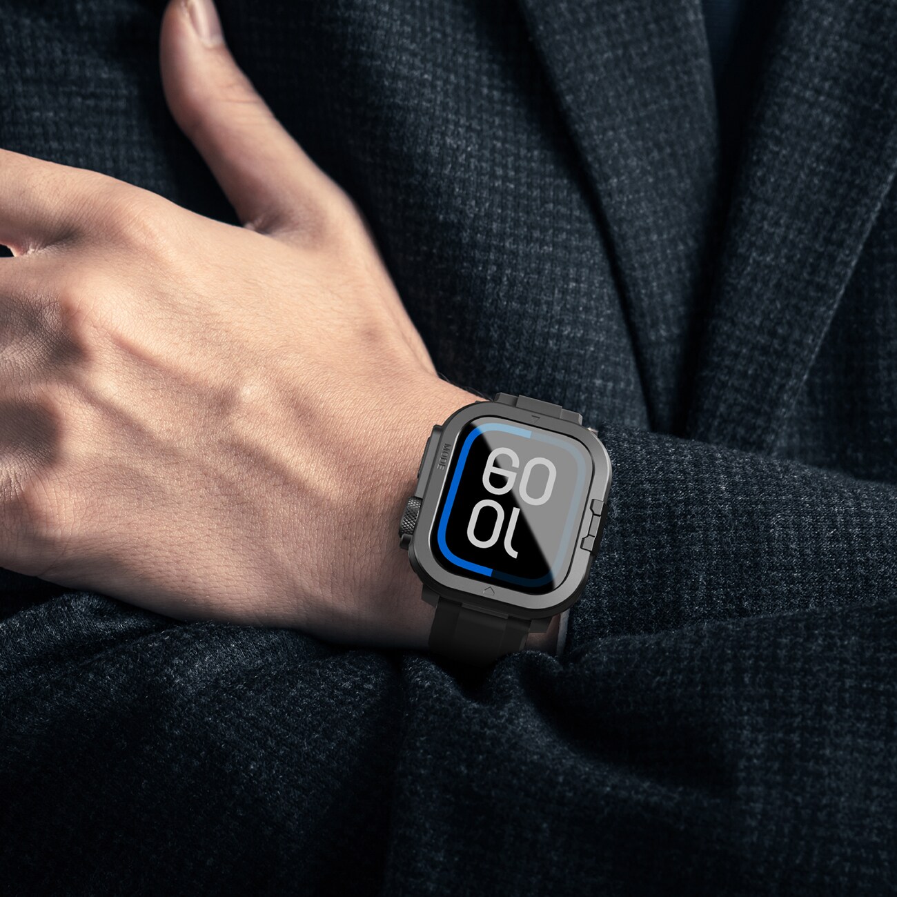 AmazingThing Titan Pro metallikotelo Apple Watch 11 46mm alumiini - musta