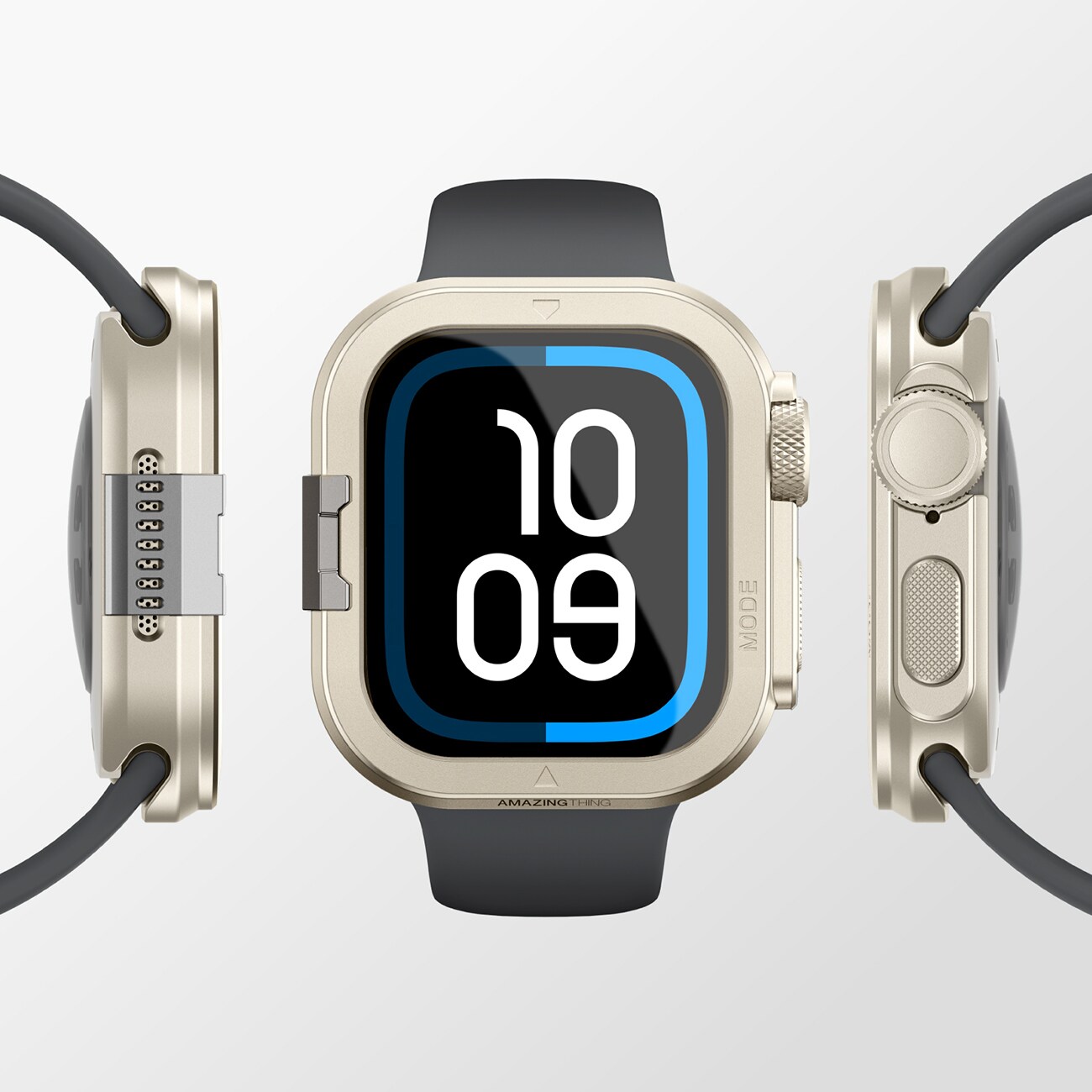AmazingThing Titan Pro metallikotelo Apple Watch 11 46mm alumiini - titaani - Titanium
