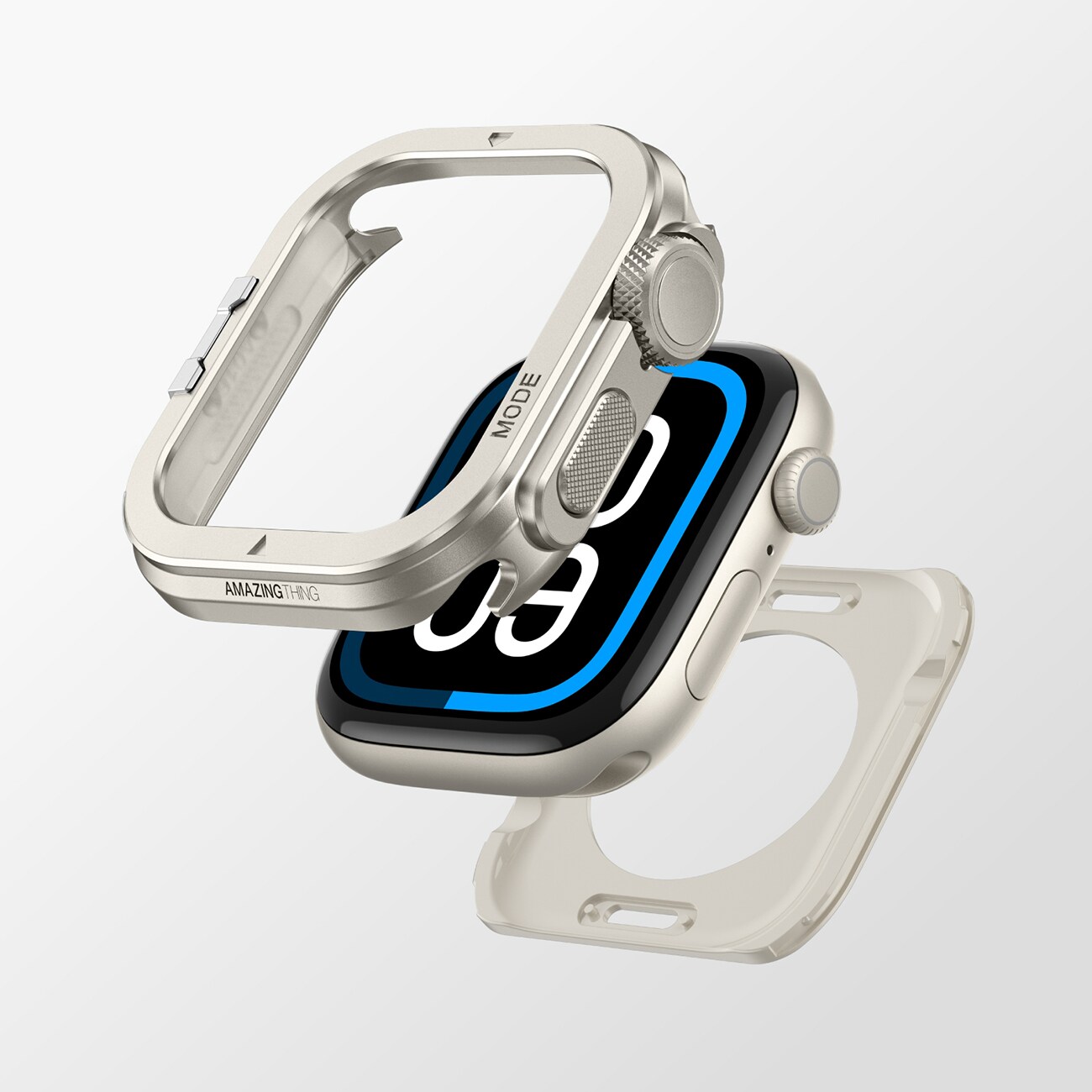 AmazingThing Titan Pro metallikotelo Apple Watch 11 46mm alumiini - titaani - Titanium