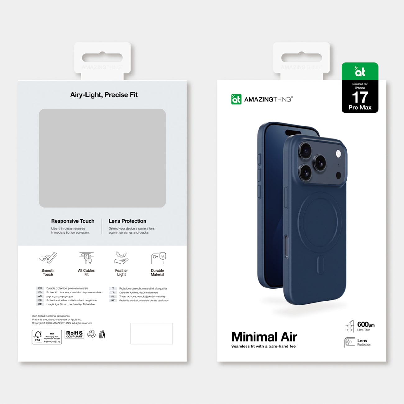 AmazingThing Minimal Air Case for iPhone 17 Pro Max yhteensopiva MagSafe - Sininen - sininen