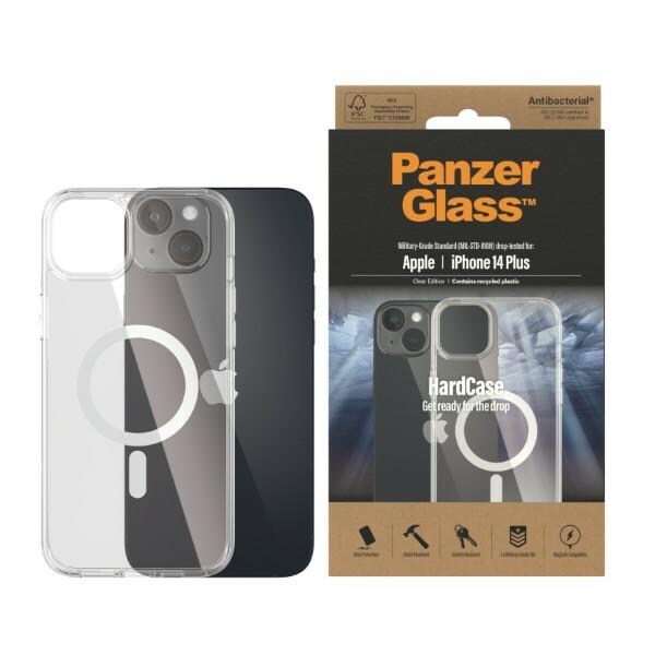 PanzerGlass Kova MagSafe antibakteerinen sotilasluokan kotelo iPhone 14/15 Plus - läpinäkyvä