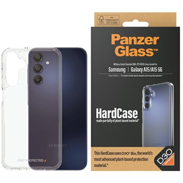 PanzerGlass Kova kotelo D3O® Bio Military Grade Samsung Galaxy A15/A15 5G - läpinäkyvä