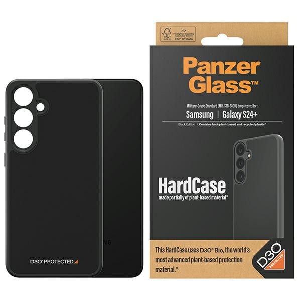PanzerGlass Kova kotelo D3O® Bio, Military Grade -sertifioitu Samsung Galaxy S24+, läpinäkyvä/musta
