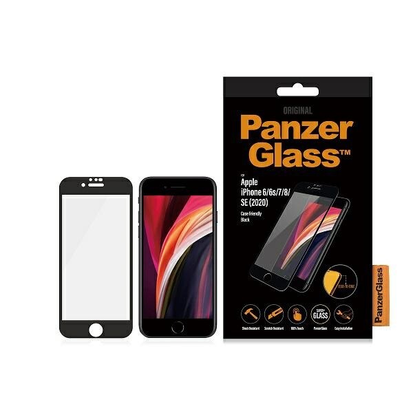 PanzerGlass E2E Super+ karkaistu lasi iPhone 6/6s/7/8/SE 2020/SE 2022 - musta kehys