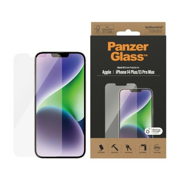 PanzerGlass Classic Sovita antibakteerinen lasi iPhone 14 Plus / 13 Pro Max -puhelimelle