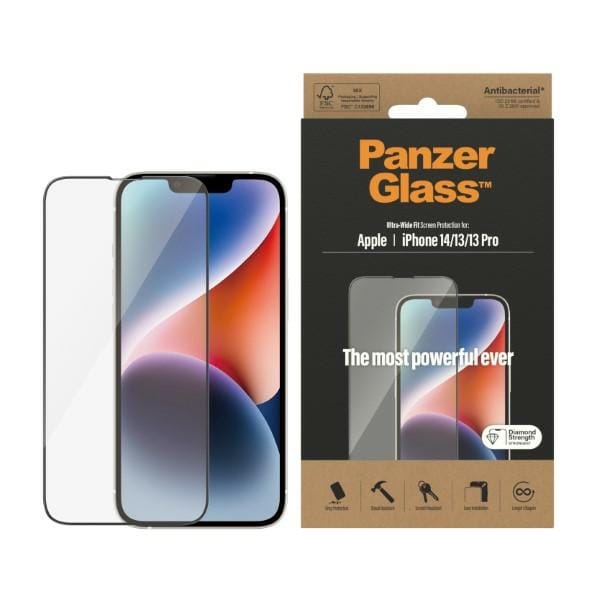 PanzerGlass Ultra-Wide Fit Antibakteerinen karkaistu lasi iPhone 14/13 Pro/13:lle