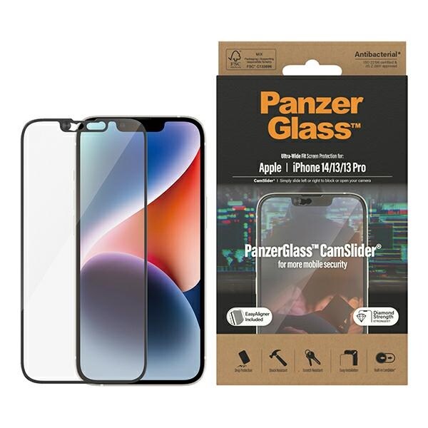 PanzerGlass Ultra-Wide Fit Antibakteerinen karkaistu lasi kameran suojuksella iPhone 14/13/13 Pro