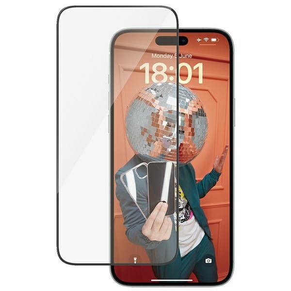 PanzerGlass Ultra-Wide Fit -karkaistu lasi asentimella iPhone 15 Plus -puhelimelle