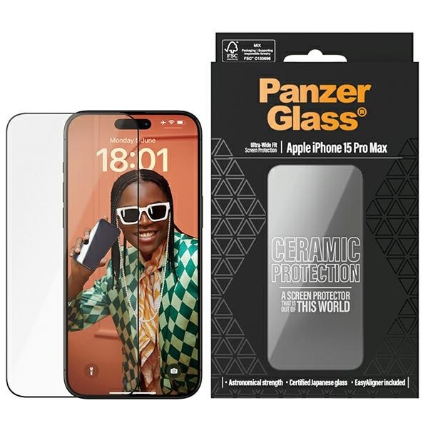 PanzerGlass Keraaminen suojalasille iPhone 15 Pro Max - paikannuslaitteen kanssa