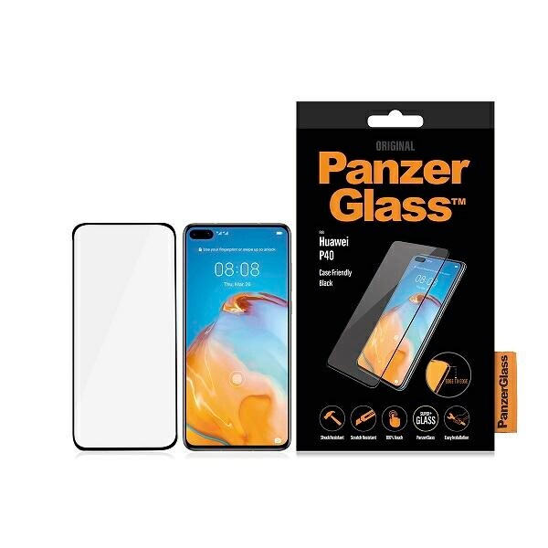PanzerGlass E2E Super+ karkaistu lasi Huawei P40:lle - mustalla kehyksellä varustettuna
