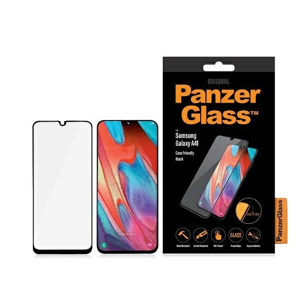 PanzerGlass E2E Säännöllinen karkaistu lasi Samsung Galaxy A41 - mustalla kehyksellä varustettuna