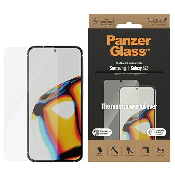PanzerGlass Ultra-Wide Fit -karkaistu lasi applikaattorilla Samsung Galaxy S23:lle Samsung