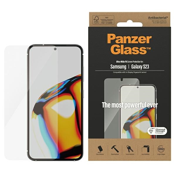 PanzerGlass Ultra-Wide Fit -karkaistu lasi Samsung Galaxy S23 -puhelimelle