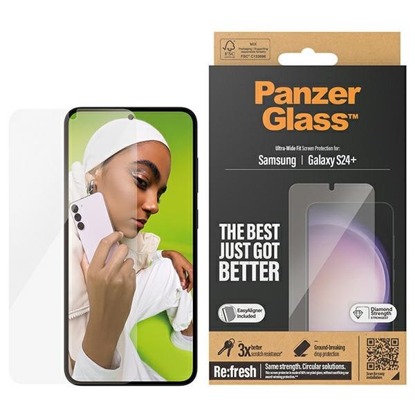 PanzerGlass Ultra-Wide Fit -karkaistu lasi applikaattorilla Samsung Galaxy S24+ -puhelimelle