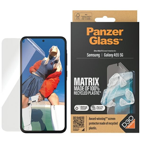 PanzerGlass Matrix Ultra-Wide Fit -kalvo paikannuslaitteella Samsung Galaxy A55 5G:lle