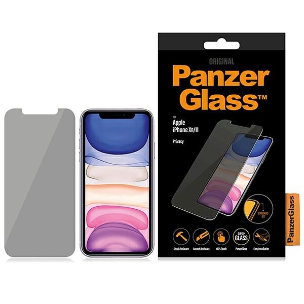 PanzerGlass Standard Fit karkaistu lasi yksityistetty iPhone XR/11:lle