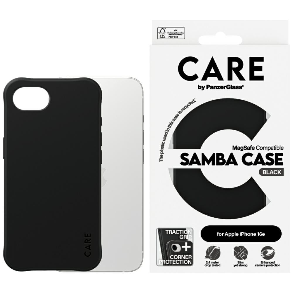 CARE by PanzerGlass Fashion MagSafe iPhone 16e -kotelo - musta
