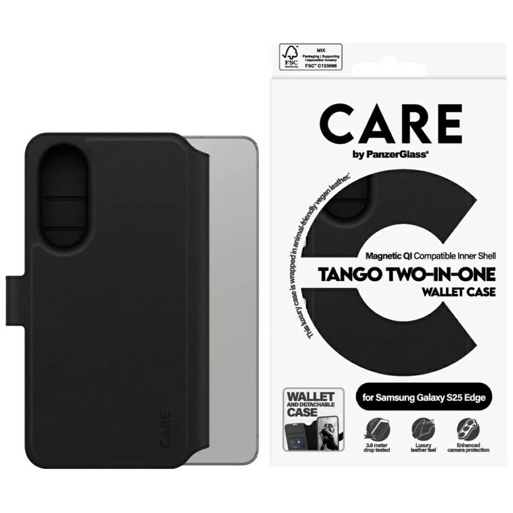 CARE by PanzerGlass Feature Tango 2in1 lompakko Qi Case for Samsung Galaxy S25 Edge - musta - musta