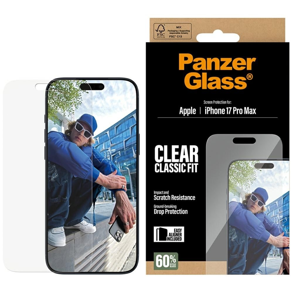 PanzerGlass Classic Fit EasyAligner karkaistu lasi iPhone 17 Pro Max -malliin