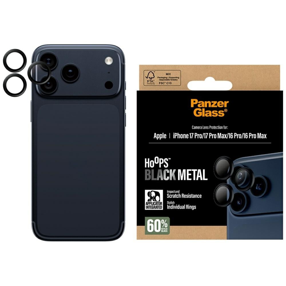 PanzerGlass Silmukat karkaistu lasi näytönsuoja iPhone 17 Pro/Max, 16 Pro/Max, musta