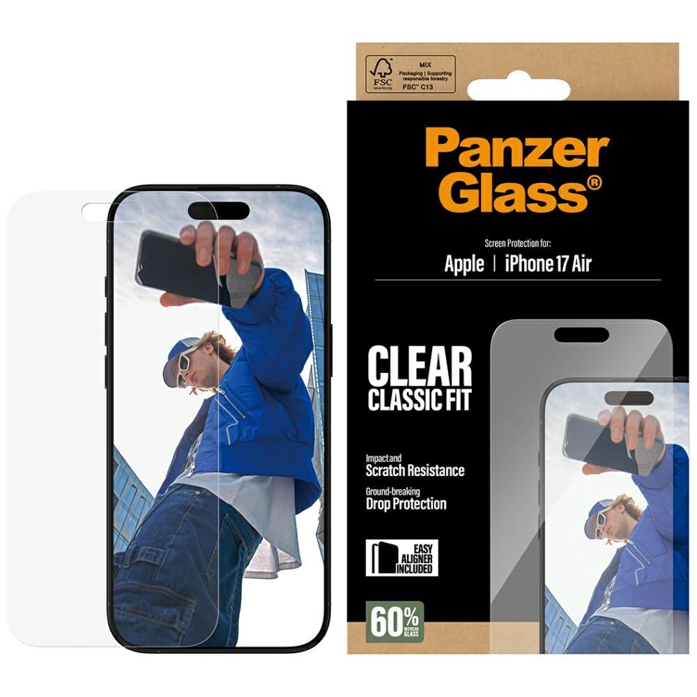 PanzerGlass Classic Fit EasyAligner karkaistu lasi iPhone Airille