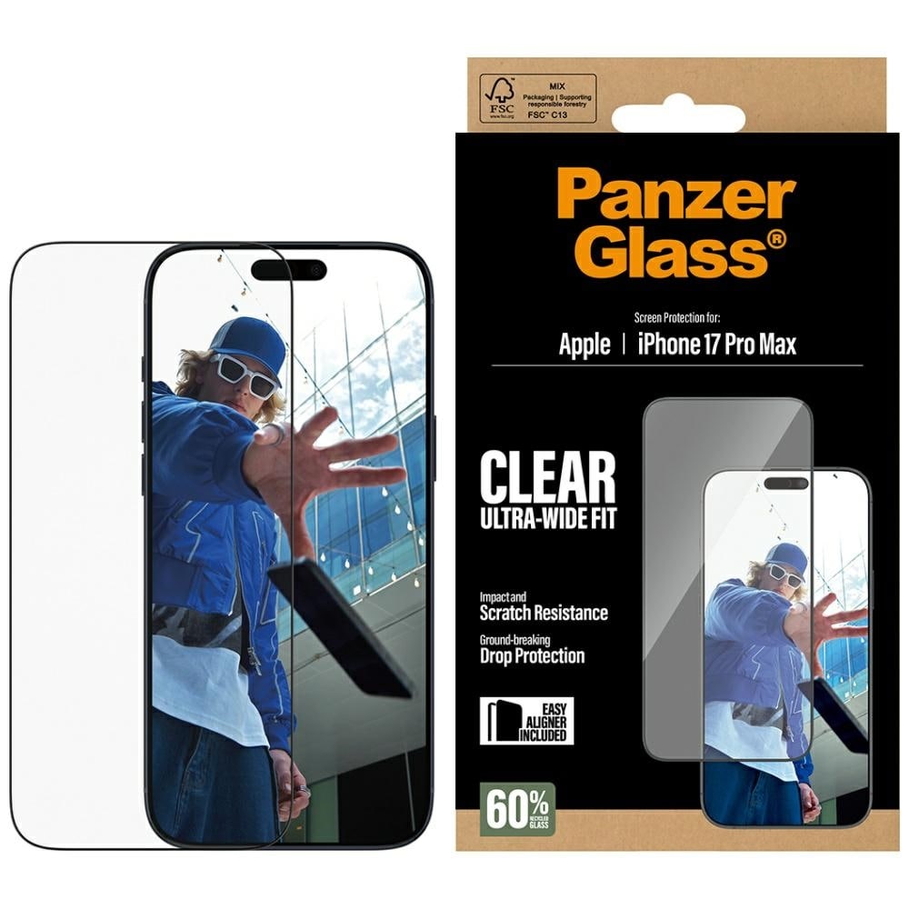 PanzerGlass Ultra-Wide Fit EasyAligner -karkaistu lasi iPhone 17 Pro Max -puhelimelle