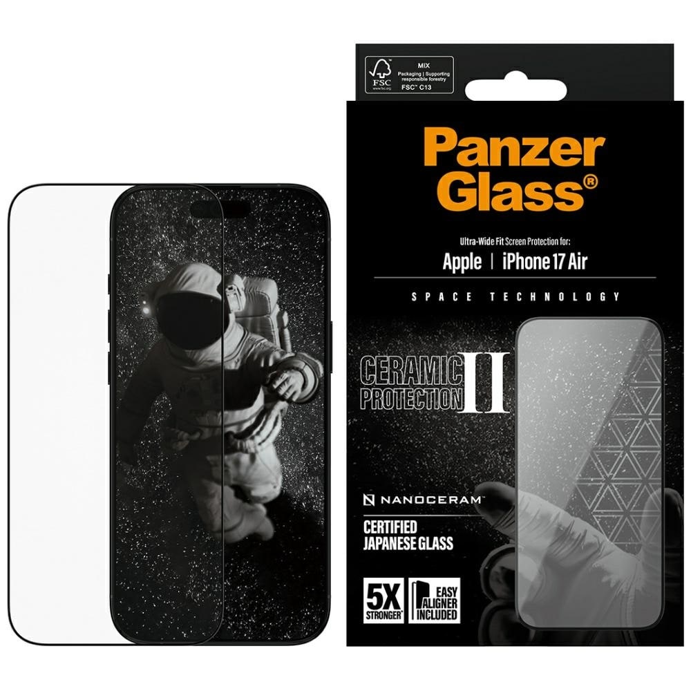 PanzerGlass Ceramic II Ultra-Wide Fit EasyAligner karkaistu lasi iPhone Airille