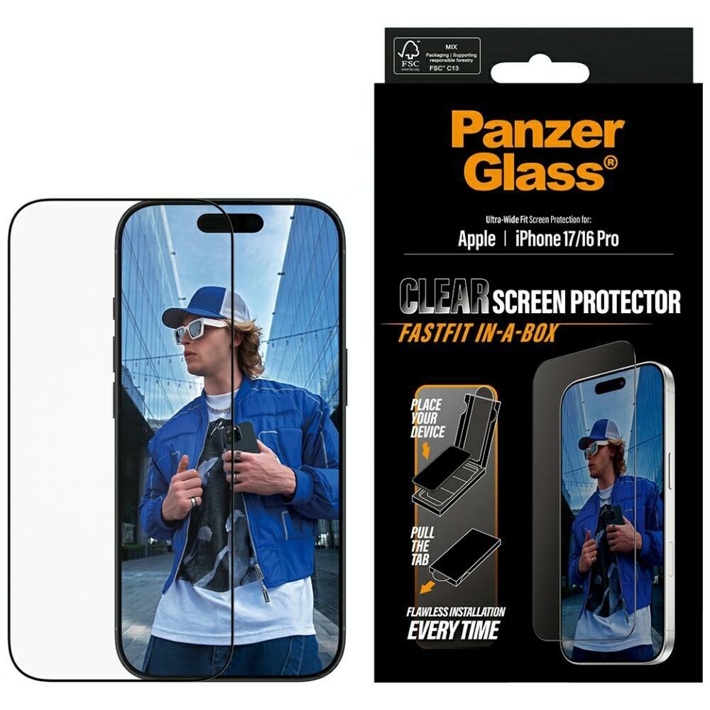 PanzerGlass Ultra-Wide Fit Fastfit lasi iPhone 17/16 Pro -malliin
