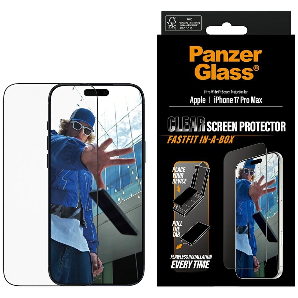 PanzerGlass Ultra-Wide Fit Fastfit karkaistu lasi iPhone 17 Pro Max -mallille