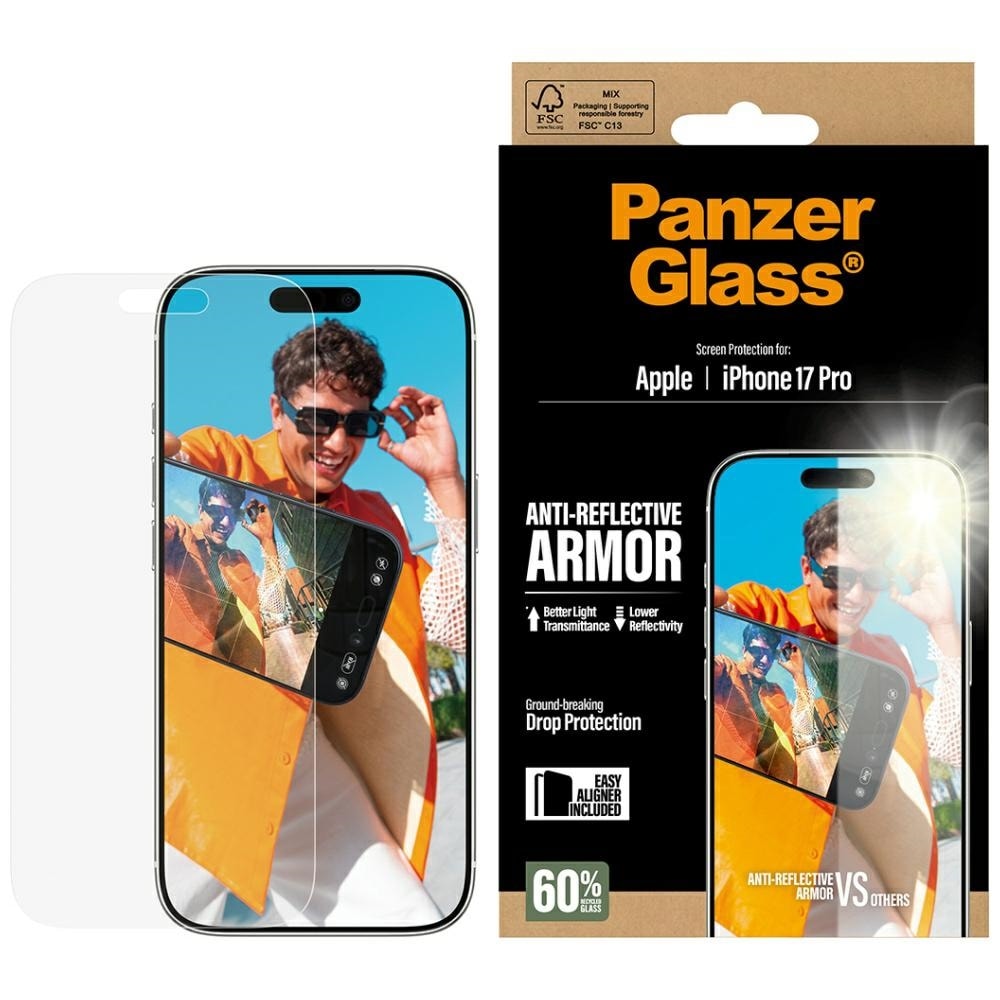 PanzerGlass Armor Anti-Reflective EasyAligner karkaistu lasi iPhone 17 Pro -mallille