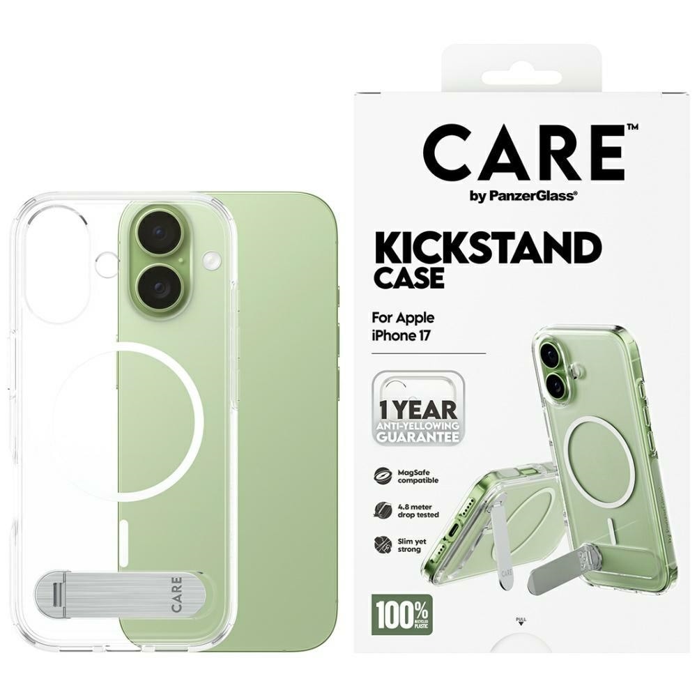 CARE by PanzerGlass Feature Case w. Kickstand MagSafe for iPhone 17 - läpinäkyvää